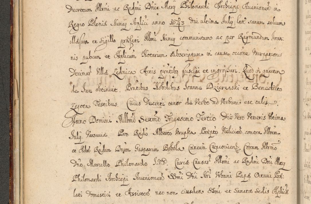 Zdjęcie nr 71 dla obiektu archiwalnego: Volumen II actorum episcopalium R. D. Petri Gembicki, episcopi Cracoviensis, locum tenente in dioecesi R. D. Alberto Lipnicki, canonico Cracoviensi post discessum R. D. Episcopi in Italiam et usque ad redditum eiusdem in Poloniam, videlicet a die 16 Novembris 1644 et per a. D. 1645 inchoative ad Septembrem. Horum videatur index ad finem huius voluminis