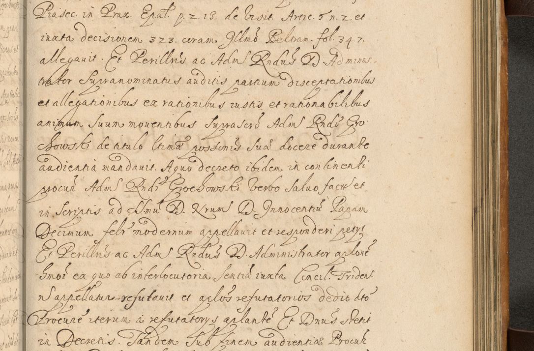 Zdjęcie nr 704 dla obiektu archiwalnego: Volumen II actorum episcopalium R. D. Petri Gembicki, episcopi Cracoviensis, locum tenente in dioecesi R. D. Alberto Lipnicki, canonico Cracoviensi post discessum R. D. Episcopi in Italiam et usque ad redditum eiusdem in Poloniam, videlicet a die 16 Novembris 1644 et per a. D. 1645 inchoative ad Septembrem. Horum videatur index ad finem huius voluminis