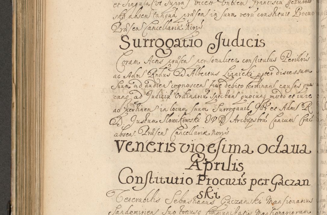 Zdjęcie nr 633 dla obiektu archiwalnego: Volumen II actorum episcopalium R. D. Petri Gembicki, episcopi Cracoviensis, locum tenente in dioecesi R. D. Alberto Lipnicki, canonico Cracoviensi post discessum R. D. Episcopi in Italiam et usque ad redditum eiusdem in Poloniam, videlicet a die 16 Novembris 1644 et per a. D. 1645 inchoative ad Septembrem. Horum videatur index ad finem huius voluminis