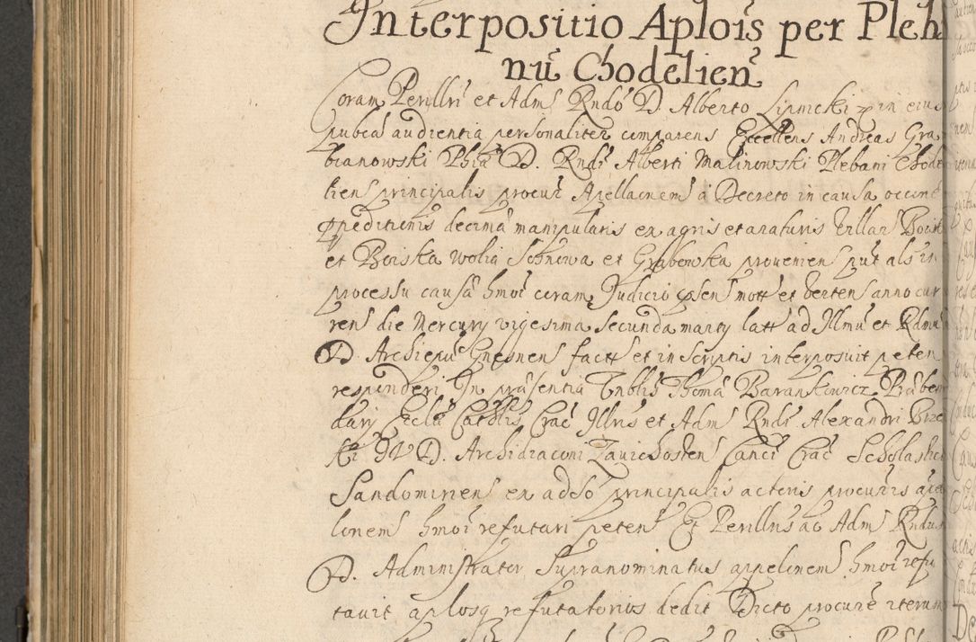 Zdjęcie nr 611 dla obiektu archiwalnego: Volumen II actorum episcopalium R. D. Petri Gembicki, episcopi Cracoviensis, locum tenente in dioecesi R. D. Alberto Lipnicki, canonico Cracoviensi post discessum R. D. Episcopi in Italiam et usque ad redditum eiusdem in Poloniam, videlicet a die 16 Novembris 1644 et per a. D. 1645 inchoative ad Septembrem. Horum videatur index ad finem huius voluminis