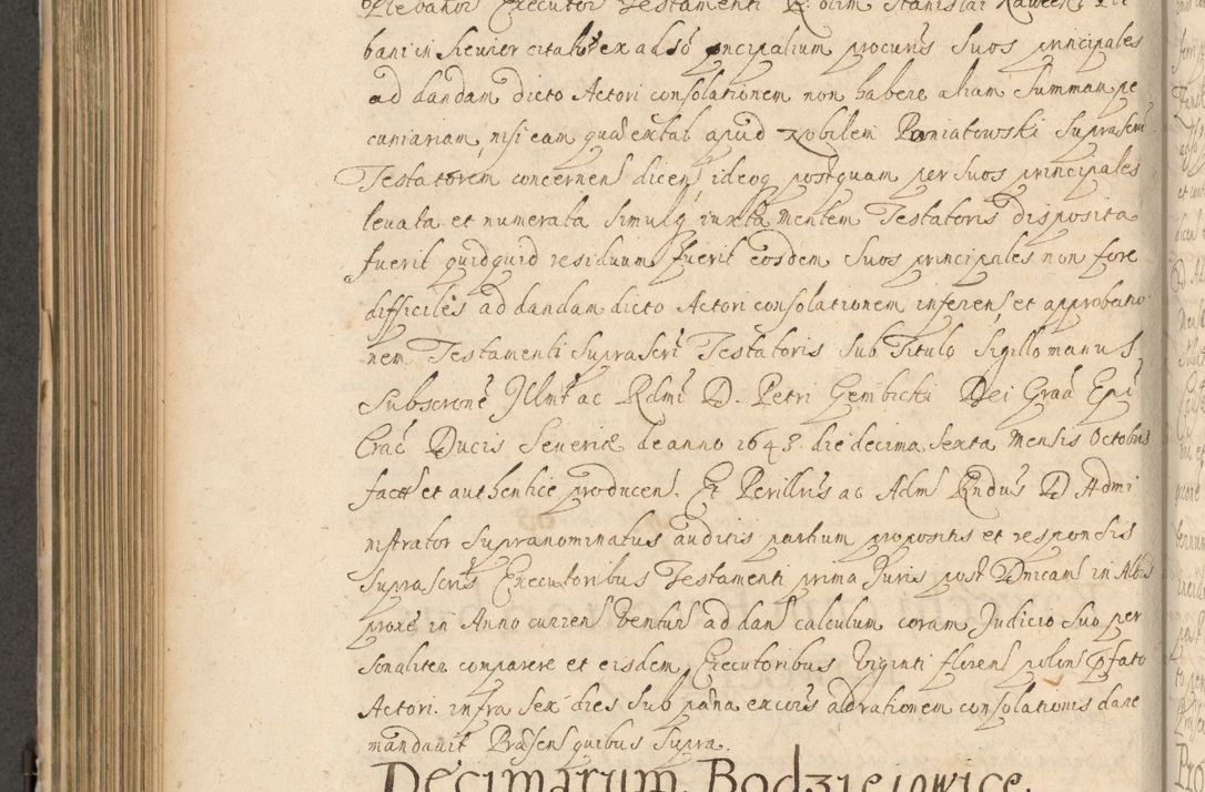 Zdjęcie nr 541 dla obiektu archiwalnego: Volumen II actorum episcopalium R. D. Petri Gembicki, episcopi Cracoviensis, locum tenente in dioecesi R. D. Alberto Lipnicki, canonico Cracoviensi post discessum R. D. Episcopi in Italiam et usque ad redditum eiusdem in Poloniam, videlicet a die 16 Novembris 1644 et per a. D. 1645 inchoative ad Septembrem. Horum videatur index ad finem huius voluminis