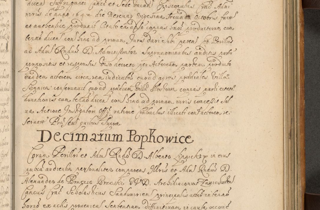 Zdjęcie nr 530 dla obiektu archiwalnego: Volumen II actorum episcopalium R. D. Petri Gembicki, episcopi Cracoviensis, locum tenente in dioecesi R. D. Alberto Lipnicki, canonico Cracoviensi post discessum R. D. Episcopi in Italiam et usque ad redditum eiusdem in Poloniam, videlicet a die 16 Novembris 1644 et per a. D. 1645 inchoative ad Septembrem. Horum videatur index ad finem huius voluminis
