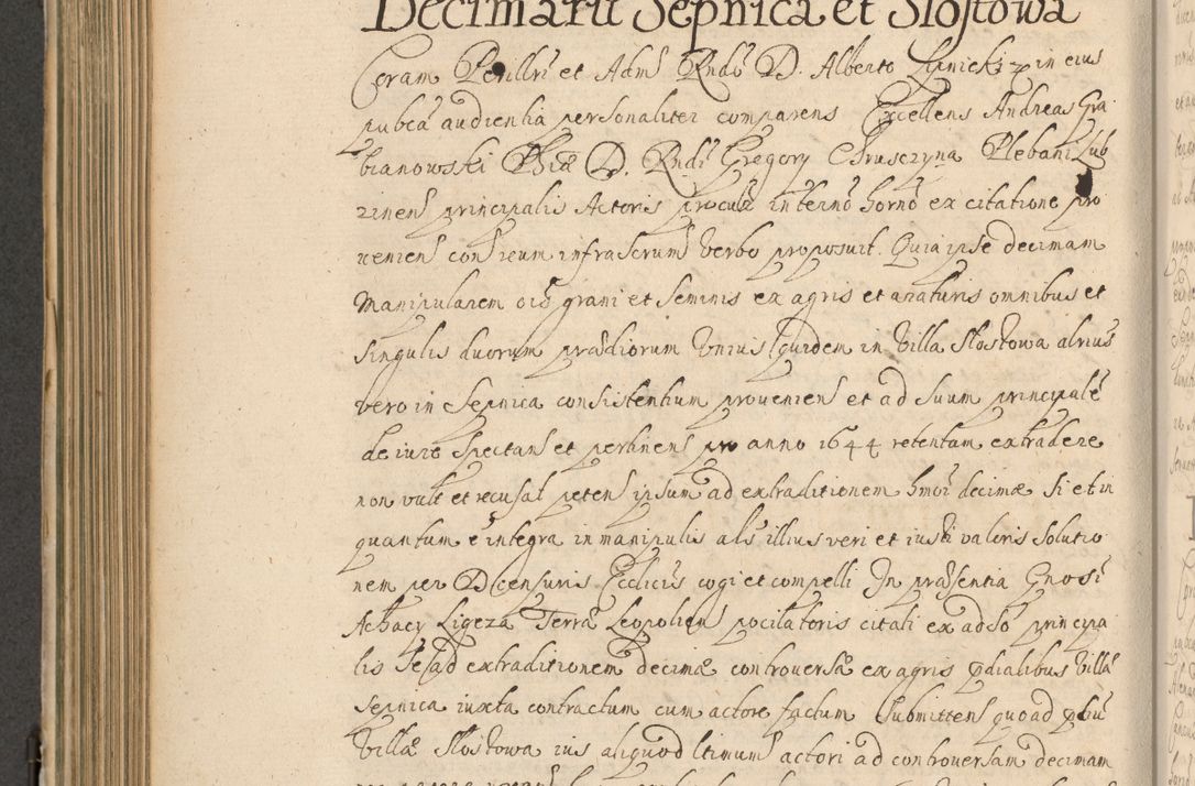 Zdjęcie nr 529 dla obiektu archiwalnego: Volumen II actorum episcopalium R. D. Petri Gembicki, episcopi Cracoviensis, locum tenente in dioecesi R. D. Alberto Lipnicki, canonico Cracoviensi post discessum R. D. Episcopi in Italiam et usque ad redditum eiusdem in Poloniam, videlicet a die 16 Novembris 1644 et per a. D. 1645 inchoative ad Septembrem. Horum videatur index ad finem huius voluminis