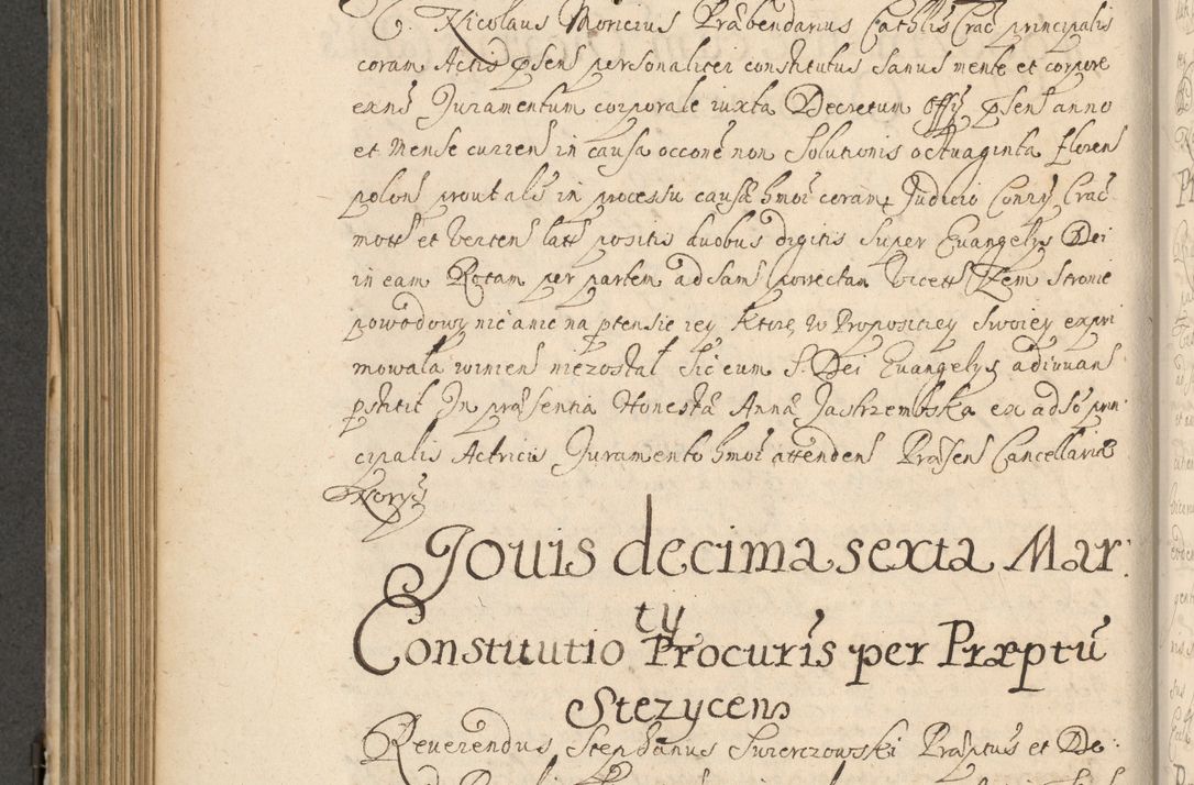 Zdjęcie nr 519 dla obiektu archiwalnego: Volumen II actorum episcopalium R. D. Petri Gembicki, episcopi Cracoviensis, locum tenente in dioecesi R. D. Alberto Lipnicki, canonico Cracoviensi post discessum R. D. Episcopi in Italiam et usque ad redditum eiusdem in Poloniam, videlicet a die 16 Novembris 1644 et per a. D. 1645 inchoative ad Septembrem. Horum videatur index ad finem huius voluminis