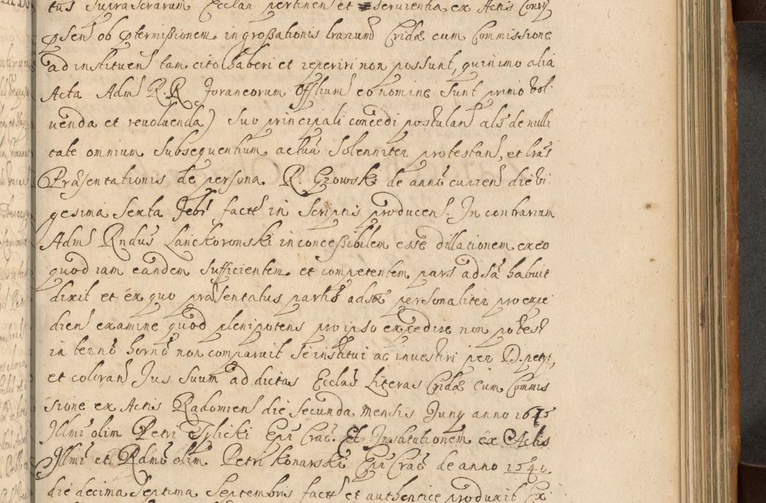 Zdjęcie nr 510 dla obiektu archiwalnego: Volumen II actorum episcopalium R. D. Petri Gembicki, episcopi Cracoviensis, locum tenente in dioecesi R. D. Alberto Lipnicki, canonico Cracoviensi post discessum R. D. Episcopi in Italiam et usque ad redditum eiusdem in Poloniam, videlicet a die 16 Novembris 1644 et per a. D. 1645 inchoative ad Septembrem. Horum videatur index ad finem huius voluminis