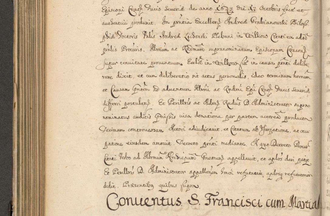 Zdjęcie nr 501 dla obiektu archiwalnego: Volumen II actorum episcopalium R. D. Petri Gembicki, episcopi Cracoviensis, locum tenente in dioecesi R. D. Alberto Lipnicki, canonico Cracoviensi post discessum R. D. Episcopi in Italiam et usque ad redditum eiusdem in Poloniam, videlicet a die 16 Novembris 1644 et per a. D. 1645 inchoative ad Septembrem. Horum videatur index ad finem huius voluminis