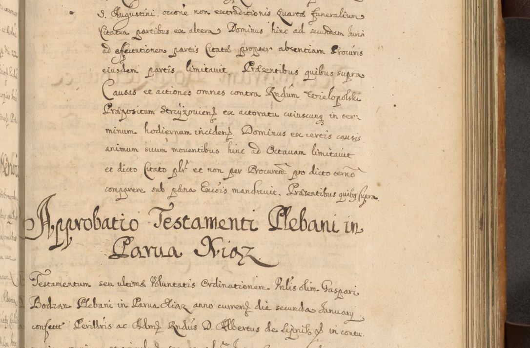 Zdjęcie nr 472 dla obiektu archiwalnego: Volumen II actorum episcopalium R. D. Petri Gembicki, episcopi Cracoviensis, locum tenente in dioecesi R. D. Alberto Lipnicki, canonico Cracoviensi post discessum R. D. Episcopi in Italiam et usque ad redditum eiusdem in Poloniam, videlicet a die 16 Novembris 1644 et per a. D. 1645 inchoative ad Septembrem. Horum videatur index ad finem huius voluminis