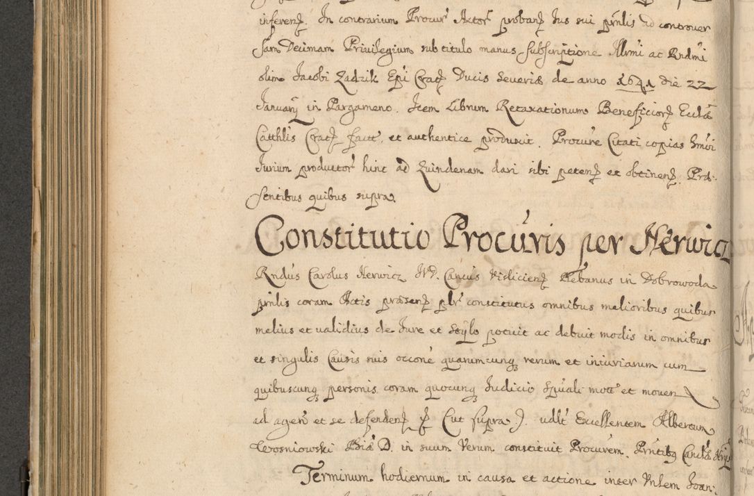 Zdjęcie nr 471 dla obiektu archiwalnego: Volumen II actorum episcopalium R. D. Petri Gembicki, episcopi Cracoviensis, locum tenente in dioecesi R. D. Alberto Lipnicki, canonico Cracoviensi post discessum R. D. Episcopi in Italiam et usque ad redditum eiusdem in Poloniam, videlicet a die 16 Novembris 1644 et per a. D. 1645 inchoative ad Septembrem. Horum videatur index ad finem huius voluminis