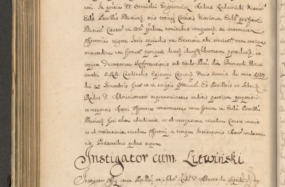 Zdjęcie nr 465 dla obiektu archiwalnego: Volumen II actorum episcopalium R. D. Petri Gembicki, episcopi Cracoviensis, locum tenente in dioecesi R. D. Alberto Lipnicki, canonico Cracoviensi post discessum R. D. Episcopi in Italiam et usque ad redditum eiusdem in Poloniam, videlicet a die 16 Novembris 1644 et per a. D. 1645 inchoative ad Septembrem. Horum videatur index ad finem huius voluminis