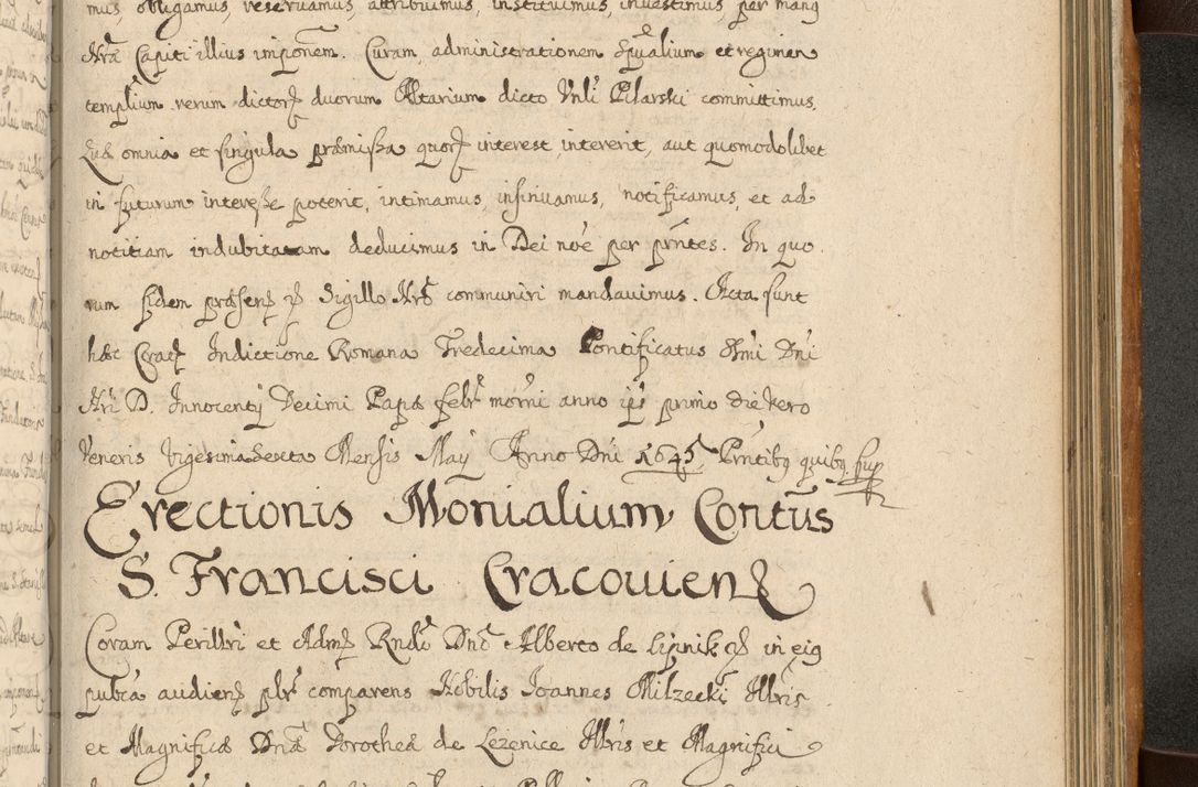 Zdjęcie nr 788 dla obiektu archiwalnego: Volumen II actorum episcopalium R. D. Petri Gembicki, episcopi Cracoviensis, locum tenente in dioecesi R. D. Alberto Lipnicki, canonico Cracoviensi post discessum R. D. Episcopi in Italiam et usque ad redditum eiusdem in Poloniam, videlicet a die 16 Novembris 1644 et per a. D. 1645 inchoative ad Septembrem. Horum videatur index ad finem huius voluminis