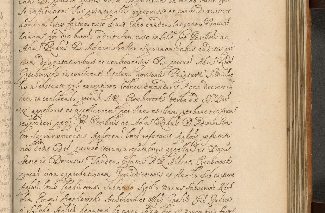 Zdjęcie nr 738 dla obiektu archiwalnego: Volumen II actorum episcopalium R. D. Petri Gembicki, episcopi Cracoviensis, locum tenente in dioecesi R. D. Alberto Lipnicki, canonico Cracoviensi post discessum R. D. Episcopi in Italiam et usque ad redditum eiusdem in Poloniam, videlicet a die 16 Novembris 1644 et per a. D. 1645 inchoative ad Septembrem. Horum videatur index ad finem huius voluminis