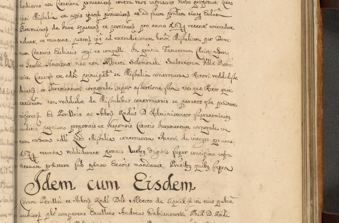Zdjęcie nr 848 dla obiektu archiwalnego: Volumen II actorum episcopalium R. D. Petri Gembicki, episcopi Cracoviensis, locum tenente in dioecesi R. D. Alberto Lipnicki, canonico Cracoviensi post discessum R. D. Episcopi in Italiam et usque ad redditum eiusdem in Poloniam, videlicet a die 16 Novembris 1644 et per a. D. 1645 inchoative ad Septembrem. Horum videatur index ad finem huius voluminis