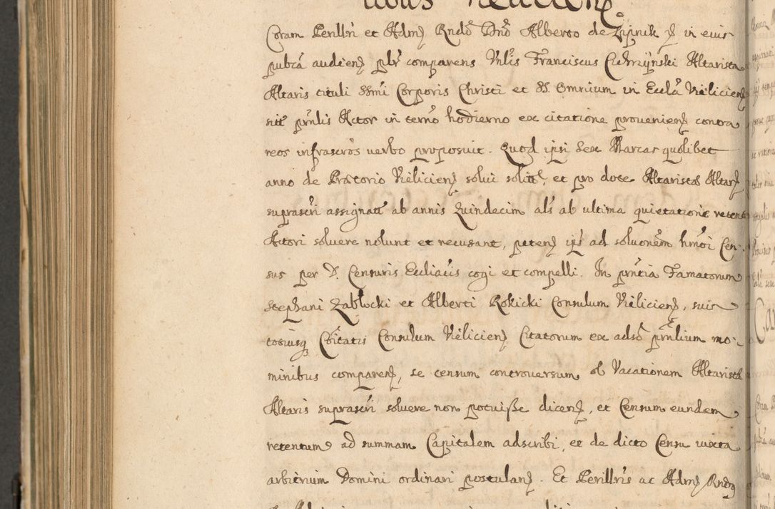 Zdjęcie nr 825 dla obiektu archiwalnego: Volumen II actorum episcopalium R. D. Petri Gembicki, episcopi Cracoviensis, locum tenente in dioecesi R. D. Alberto Lipnicki, canonico Cracoviensi post discessum R. D. Episcopi in Italiam et usque ad redditum eiusdem in Poloniam, videlicet a die 16 Novembris 1644 et per a. D. 1645 inchoative ad Septembrem. Horum videatur index ad finem huius voluminis