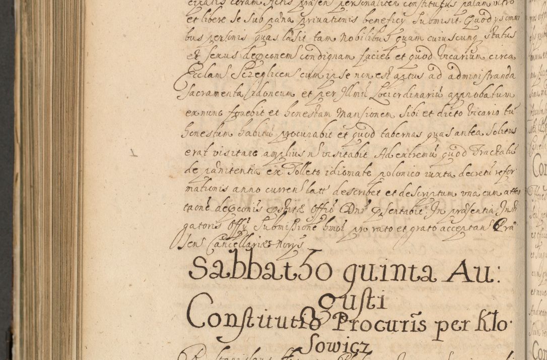 Zdjęcie nr 1055 dla obiektu archiwalnego: Volumen II actorum episcopalium R. D. Petri Gembicki, episcopi Cracoviensis, locum tenente in dioecesi R. D. Alberto Lipnicki, canonico Cracoviensi post discessum R. D. Episcopi in Italiam et usque ad redditum eiusdem in Poloniam, videlicet a die 16 Novembris 1644 et per a. D. 1645 inchoative ad Septembrem. Horum videatur index ad finem huius voluminis