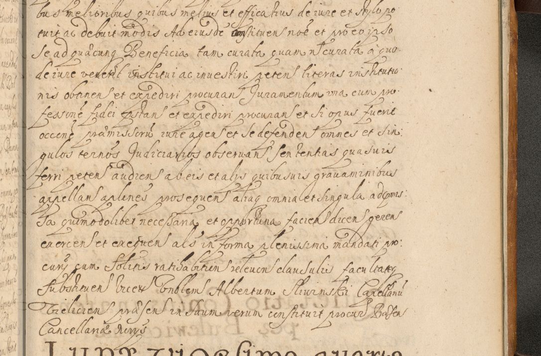 Zdjęcie nr 1036 dla obiektu archiwalnego: Volumen II actorum episcopalium R. D. Petri Gembicki, episcopi Cracoviensis, locum tenente in dioecesi R. D. Alberto Lipnicki, canonico Cracoviensi post discessum R. D. Episcopi in Italiam et usque ad redditum eiusdem in Poloniam, videlicet a die 16 Novembris 1644 et per a. D. 1645 inchoative ad Septembrem. Horum videatur index ad finem huius voluminis