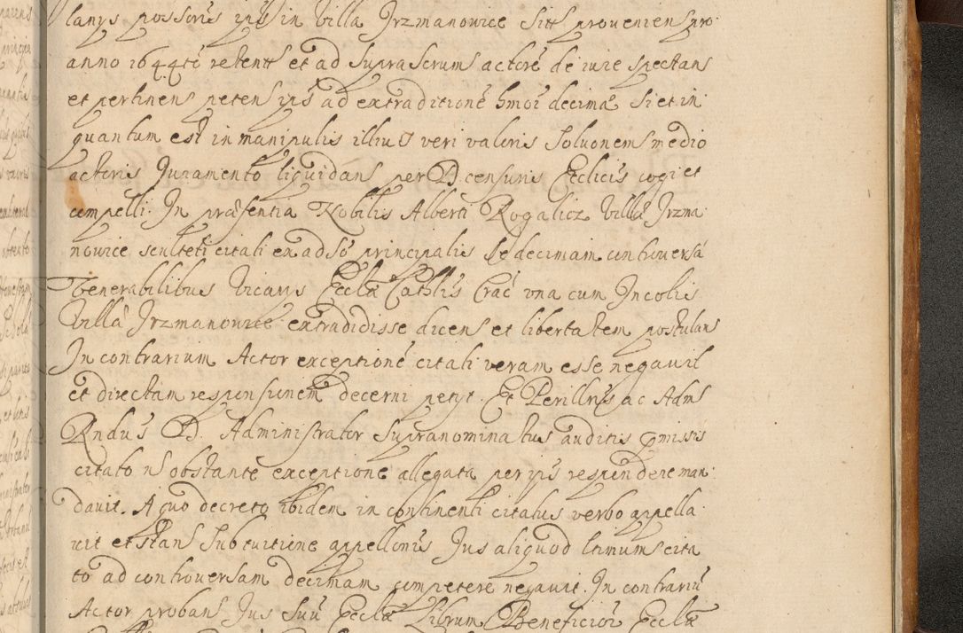 Zdjęcie nr 1030 dla obiektu archiwalnego: Volumen II actorum episcopalium R. D. Petri Gembicki, episcopi Cracoviensis, locum tenente in dioecesi R. D. Alberto Lipnicki, canonico Cracoviensi post discessum R. D. Episcopi in Italiam et usque ad redditum eiusdem in Poloniam, videlicet a die 16 Novembris 1644 et per a. D. 1645 inchoative ad Septembrem. Horum videatur index ad finem huius voluminis