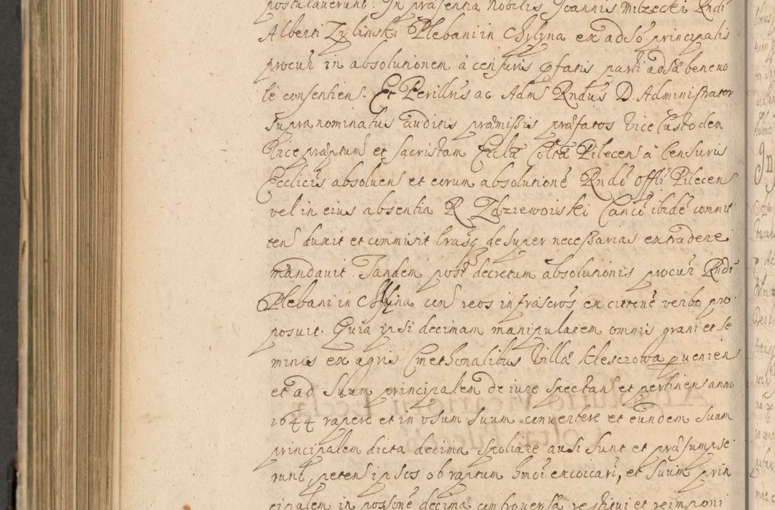 Zdjęcie nr 1025 dla obiektu archiwalnego: Volumen II actorum episcopalium R. D. Petri Gembicki, episcopi Cracoviensis, locum tenente in dioecesi R. D. Alberto Lipnicki, canonico Cracoviensi post discessum R. D. Episcopi in Italiam et usque ad redditum eiusdem in Poloniam, videlicet a die 16 Novembris 1644 et per a. D. 1645 inchoative ad Septembrem. Horum videatur index ad finem huius voluminis