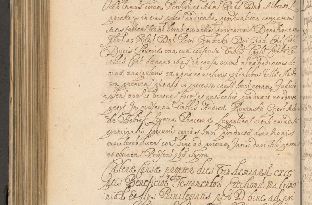 Zdjęcie nr 1021 dla obiektu archiwalnego: Volumen II actorum episcopalium R. D. Petri Gembicki, episcopi Cracoviensis, locum tenente in dioecesi R. D. Alberto Lipnicki, canonico Cracoviensi post discessum R. D. Episcopi in Italiam et usque ad redditum eiusdem in Poloniam, videlicet a die 16 Novembris 1644 et per a. D. 1645 inchoative ad Septembrem. Horum videatur index ad finem huius voluminis