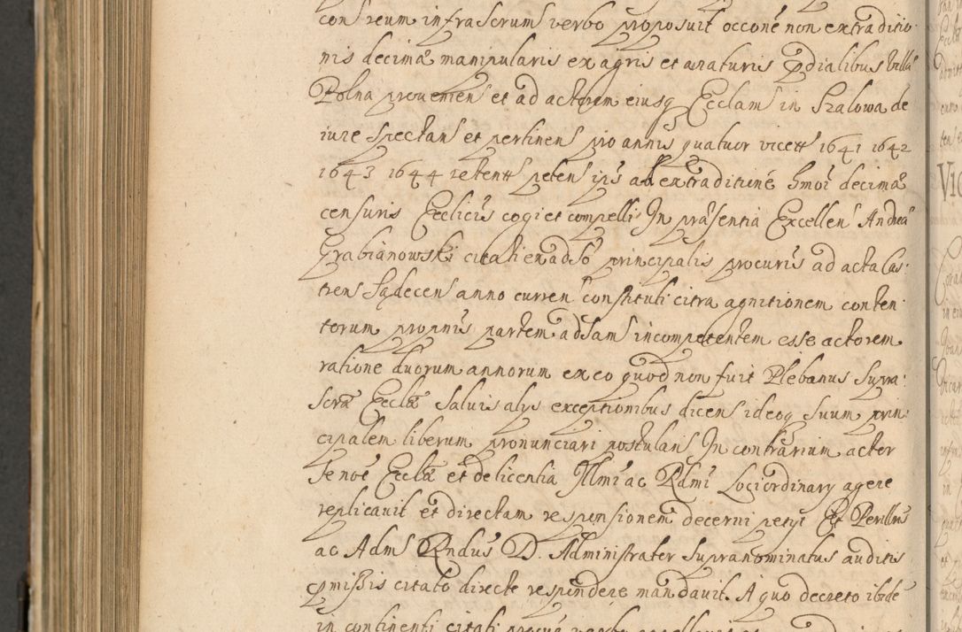 Zdjęcie nr 1015 dla obiektu archiwalnego: Volumen II actorum episcopalium R. D. Petri Gembicki, episcopi Cracoviensis, locum tenente in dioecesi R. D. Alberto Lipnicki, canonico Cracoviensi post discessum R. D. Episcopi in Italiam et usque ad redditum eiusdem in Poloniam, videlicet a die 16 Novembris 1644 et per a. D. 1645 inchoative ad Septembrem. Horum videatur index ad finem huius voluminis