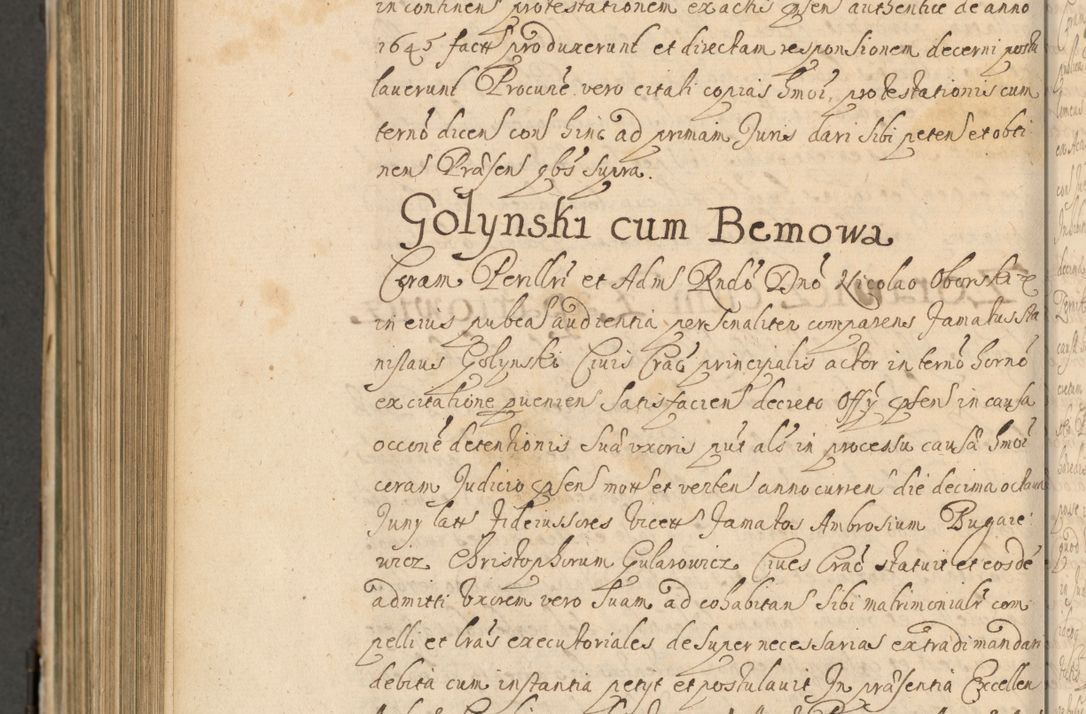 Zdjęcie nr 999 dla obiektu archiwalnego: Volumen II actorum episcopalium R. D. Petri Gembicki, episcopi Cracoviensis, locum tenente in dioecesi R. D. Alberto Lipnicki, canonico Cracoviensi post discessum R. D. Episcopi in Italiam et usque ad redditum eiusdem in Poloniam, videlicet a die 16 Novembris 1644 et per a. D. 1645 inchoative ad Septembrem. Horum videatur index ad finem huius voluminis