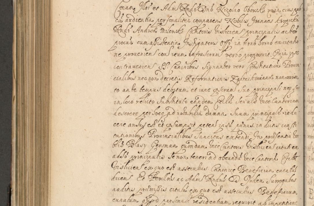 Zdjęcie nr 1001 dla obiektu archiwalnego: Volumen II actorum episcopalium R. D. Petri Gembicki, episcopi Cracoviensis, locum tenente in dioecesi R. D. Alberto Lipnicki, canonico Cracoviensi post discessum R. D. Episcopi in Italiam et usque ad redditum eiusdem in Poloniam, videlicet a die 16 Novembris 1644 et per a. D. 1645 inchoative ad Septembrem. Horum videatur index ad finem huius voluminis