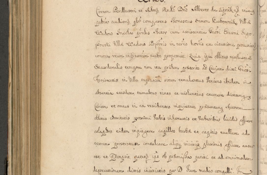 Zdjęcie nr 957 dla obiektu archiwalnego: Volumen II actorum episcopalium R. D. Petri Gembicki, episcopi Cracoviensis, locum tenente in dioecesi R. D. Alberto Lipnicki, canonico Cracoviensi post discessum R. D. Episcopi in Italiam et usque ad redditum eiusdem in Poloniam, videlicet a die 16 Novembris 1644 et per a. D. 1645 inchoative ad Septembrem. Horum videatur index ad finem huius voluminis