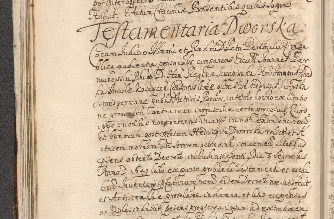 Zdjęcie nr 92 dla obiektu archiwalnego: Acta actorum, decretorum, sententiarum, erectionum, confirmationum, institutionum, resignationum, constitutionum, provisionum, quietationum, submissionum, protestationum, substitutionum R. D. Petri Gembicki, episcopi Cracoviensis, ducis Severiae in a. D. 1650 et 1651 acticatorum. Volumen V