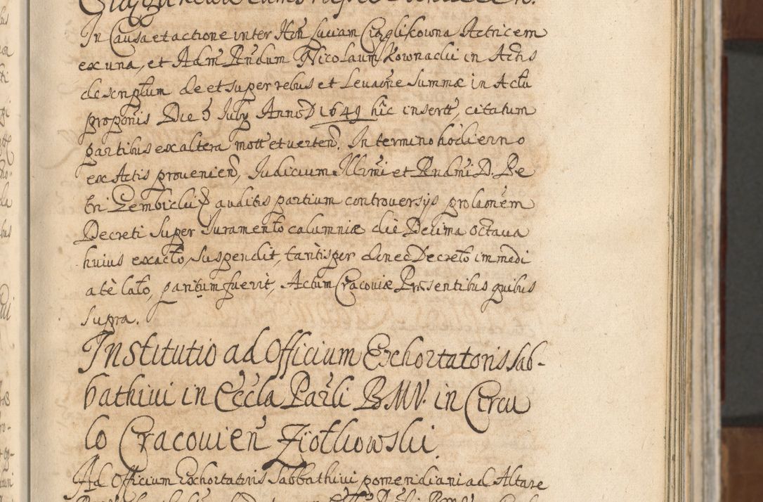Zdjęcie nr 59 dla obiektu archiwalnego: Acta actorum, decretorum, sententiarum, erectionum, confirmationum, institutionum, resignationum, constitutionum, provisionum, quietationum, submissionum, protestationum, substitutionum R. D. Petri Gembicki, episcopi Cracoviensis, ducis Severiae in a. D. 1650 et 1651 acticatorum. Volumen V