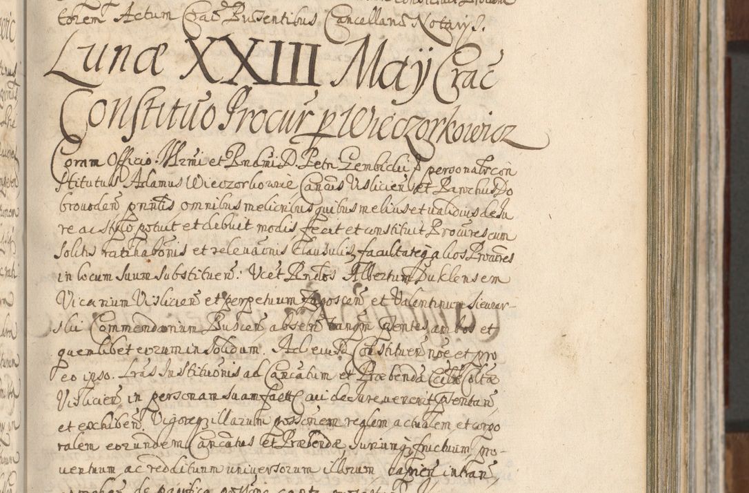 Zdjęcie nr 321 dla obiektu archiwalnego: Acta actorum, decretorum, sententiarum, erectionum, confirmationum, institutionum, resignationum, constitutionum, provisionum, quietationum, submissionum, protestationum, substitutionum R. D. Petri Gembicki, episcopi Cracoviensis, ducis Severiae in a. D. 1650 et 1651 acticatorum. Volumen V