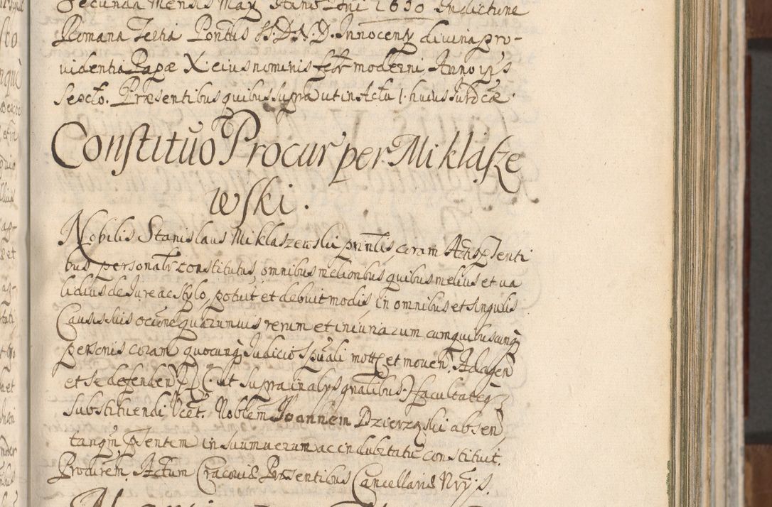 Zdjęcie nr 271 dla obiektu archiwalnego: Acta actorum, decretorum, sententiarum, erectionum, confirmationum, institutionum, resignationum, constitutionum, provisionum, quietationum, submissionum, protestationum, substitutionum R. D. Petri Gembicki, episcopi Cracoviensis, ducis Severiae in a. D. 1650 et 1651 acticatorum. Volumen V