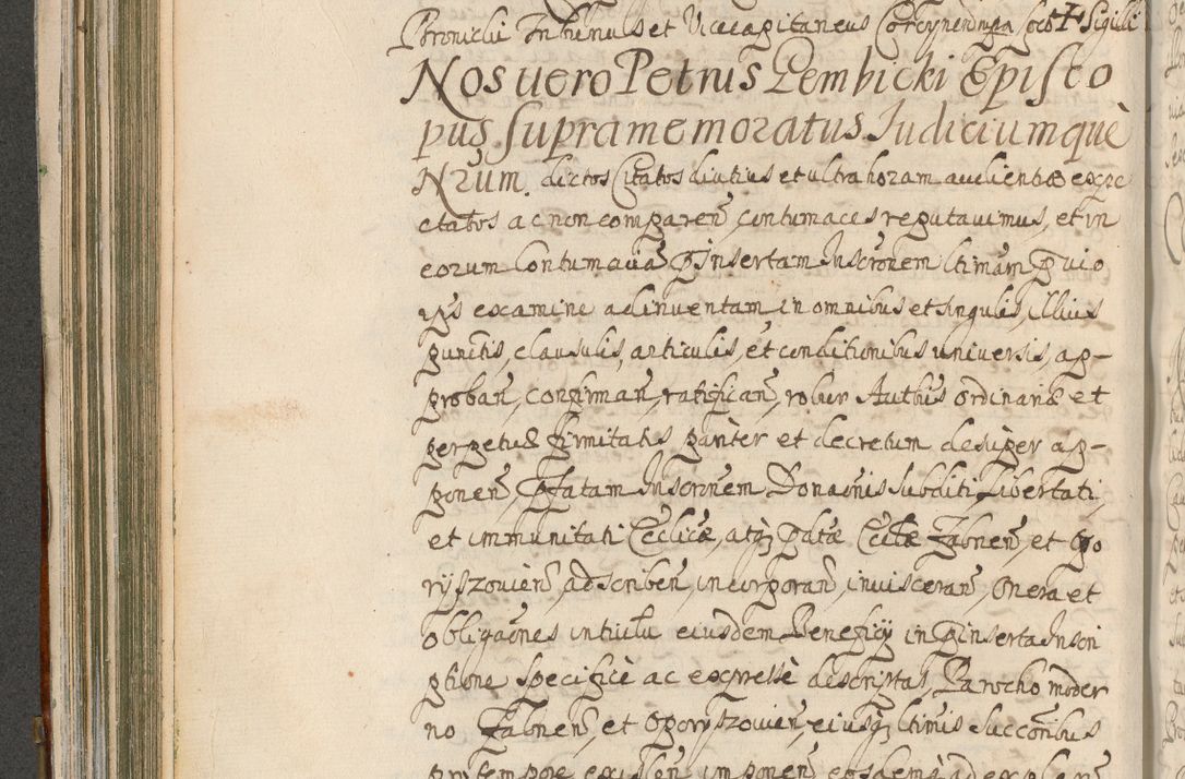 Zdjęcie nr 270 dla obiektu archiwalnego: Acta actorum, decretorum, sententiarum, erectionum, confirmationum, institutionum, resignationum, constitutionum, provisionum, quietationum, submissionum, protestationum, substitutionum R. D. Petri Gembicki, episcopi Cracoviensis, ducis Severiae in a. D. 1650 et 1651 acticatorum. Volumen V