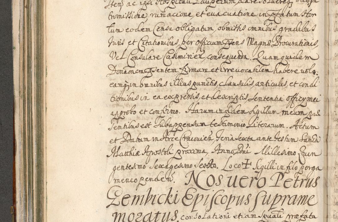 Zdjęcie nr 224 dla obiektu archiwalnego: Acta actorum, decretorum, sententiarum, erectionum, confirmationum, institutionum, resignationum, constitutionum, provisionum, quietationum, submissionum, protestationum, substitutionum R. D. Petri Gembicki, episcopi Cracoviensis, ducis Severiae in a. D. 1650 et 1651 acticatorum. Volumen V