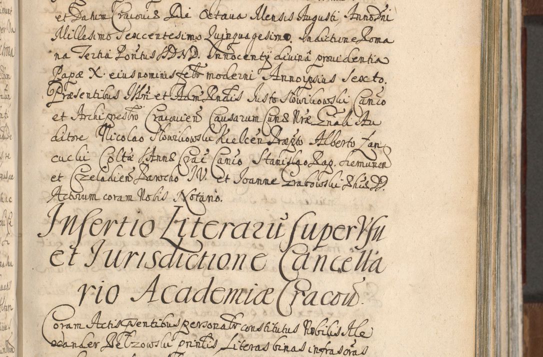 Zdjęcie nr 515 dla obiektu archiwalnego: Acta actorum, decretorum, sententiarum, erectionum, confirmationum, institutionum, resignationum, constitutionum, provisionum, quietationum, submissionum, protestationum, substitutionum R. D. Petri Gembicki, episcopi Cracoviensis, ducis Severiae in a. D. 1650 et 1651 acticatorum. Volumen V