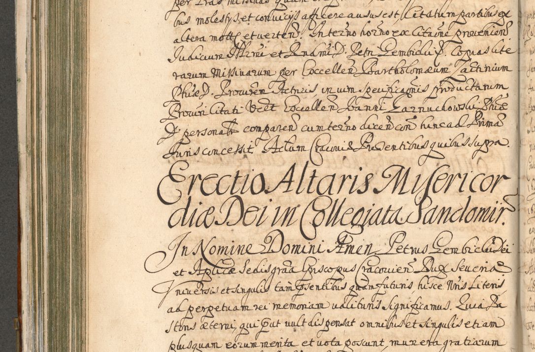 Zdjęcie nr 414 dla obiektu archiwalnego: Acta actorum, decretorum, sententiarum, erectionum, confirmationum, institutionum, resignationum, constitutionum, provisionum, quietationum, submissionum, protestationum, substitutionum R. D. Petri Gembicki, episcopi Cracoviensis, ducis Severiae in a. D. 1650 et 1651 acticatorum. Volumen V