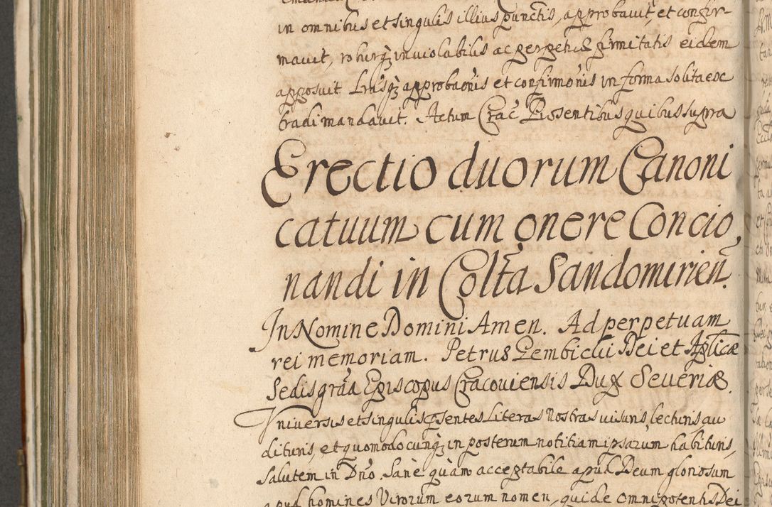 Zdjęcie nr 766 dla obiektu archiwalnego: Acta actorum, decretorum, sententiarum, erectionum, confirmationum, institutionum, resignationum, constitutionum, provisionum, quietationum, submissionum, protestationum, substitutionum R. D. Petri Gembicki, episcopi Cracoviensis, ducis Severiae in a. D. 1650 et 1651 acticatorum. Volumen V