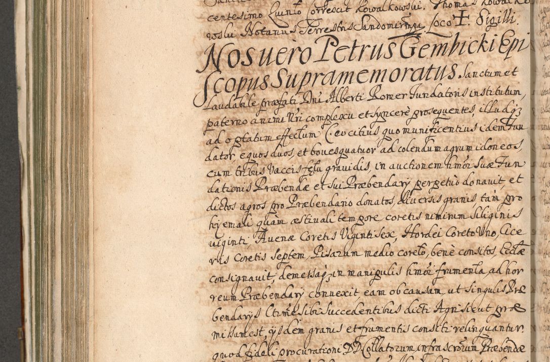 Zdjęcie nr 706 dla obiektu archiwalnego: Acta actorum, decretorum, sententiarum, erectionum, confirmationum, institutionum, resignationum, constitutionum, provisionum, quietationum, submissionum, protestationum, substitutionum R. D. Petri Gembicki, episcopi Cracoviensis, ducis Severiae in a. D. 1650 et 1651 acticatorum. Volumen V