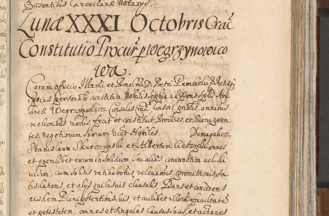 Zdjęcie nr 805 dla obiektu archiwalnego: Acta actorum, decretorum, sententiarum, erectionum, confirmationum, institutionum, resignationum, constitutionum, provisionum, quietationum, submissionum, protestationum, substitutionum R. D. Petri Gembicki, episcopi Cracoviensis, ducis Severiae in a. D. 1650 et 1651 acticatorum. Volumen V