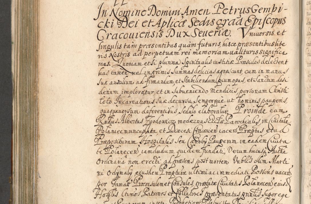 Zdjęcie nr 986 dla obiektu archiwalnego: Acta actorum, decretorum, sententiarum, erectionum, confirmationum, institutionum, resignationum, constitutionum, provisionum, quietationum, submissionum, protestationum, substitutionum R. D. Petri Gembicki, episcopi Cracoviensis, ducis Severiae in a. D. 1650 et 1651 acticatorum. Volumen V