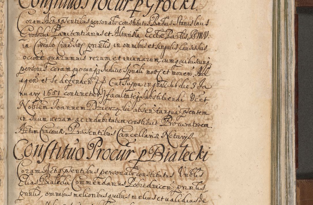 Zdjęcie nr 1196 dla obiektu archiwalnego: Acta actorum, decretorum, sententiarum, erectionum, confirmationum, institutionum, resignationum, constitutionum, provisionum, quietationum, submissionum, protestationum, substitutionum R. D. Petri Gembicki, episcopi Cracoviensis, ducis Severiae in a. D. 1650 et 1651 acticatorum. Volumen V