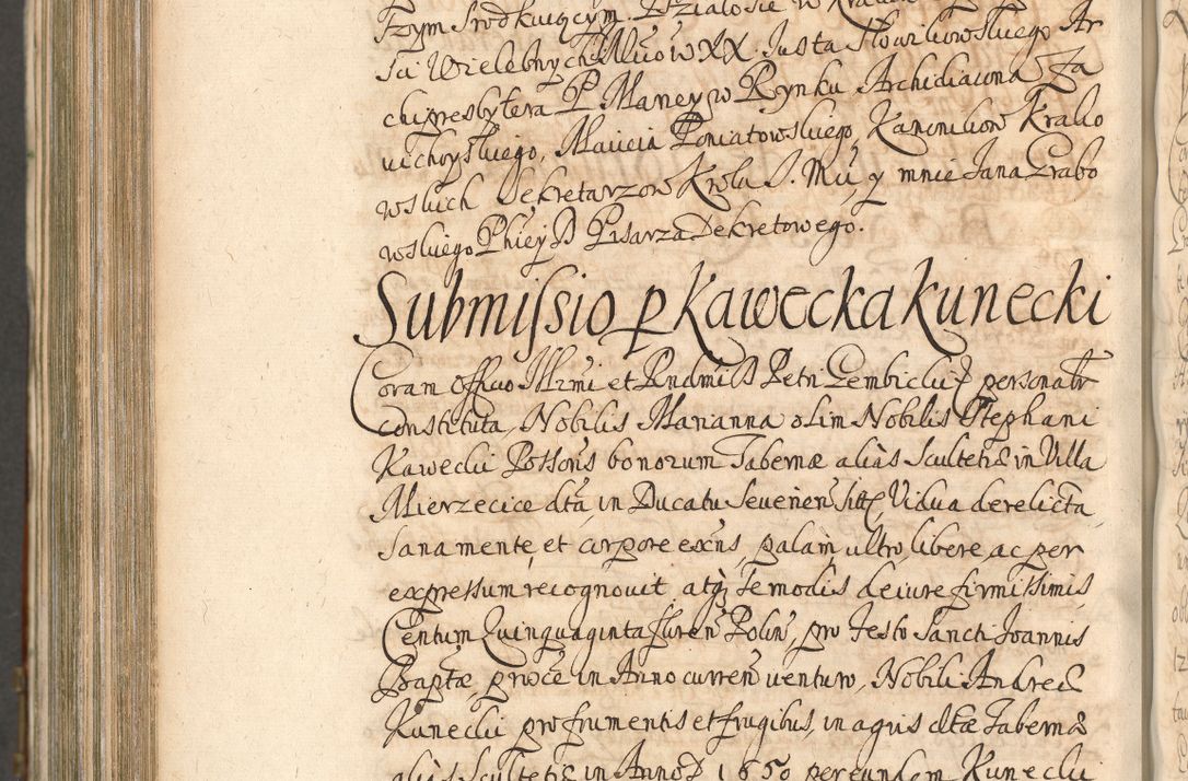 Zdjęcie nr 1189 dla obiektu archiwalnego: Acta actorum, decretorum, sententiarum, erectionum, confirmationum, institutionum, resignationum, constitutionum, provisionum, quietationum, submissionum, protestationum, substitutionum R. D. Petri Gembicki, episcopi Cracoviensis, ducis Severiae in a. D. 1650 et 1651 acticatorum. Volumen V