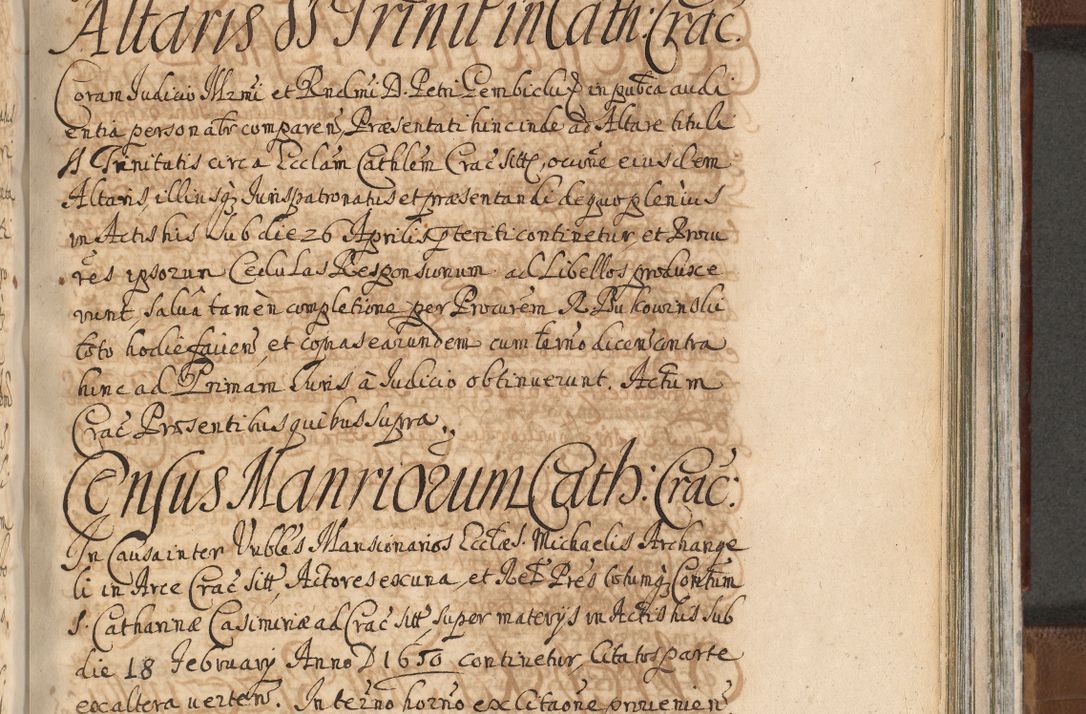 Zdjęcie nr 1174 dla obiektu archiwalnego: Acta actorum, decretorum, sententiarum, erectionum, confirmationum, institutionum, resignationum, constitutionum, provisionum, quietationum, submissionum, protestationum, substitutionum R. D. Petri Gembicki, episcopi Cracoviensis, ducis Severiae in a. D. 1650 et 1651 acticatorum. Volumen V
