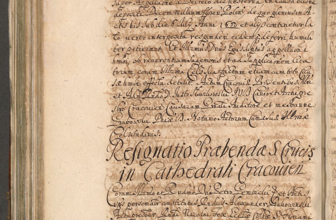 Zdjęcie nr 1127 dla obiektu archiwalnego: Acta actorum, decretorum, sententiarum, erectionum, confirmationum, institutionum, resignationum, constitutionum, provisionum, quietationum, submissionum, protestationum, substitutionum R. D. Petri Gembicki, episcopi Cracoviensis, ducis Severiae in a. D. 1650 et 1651 acticatorum. Volumen V