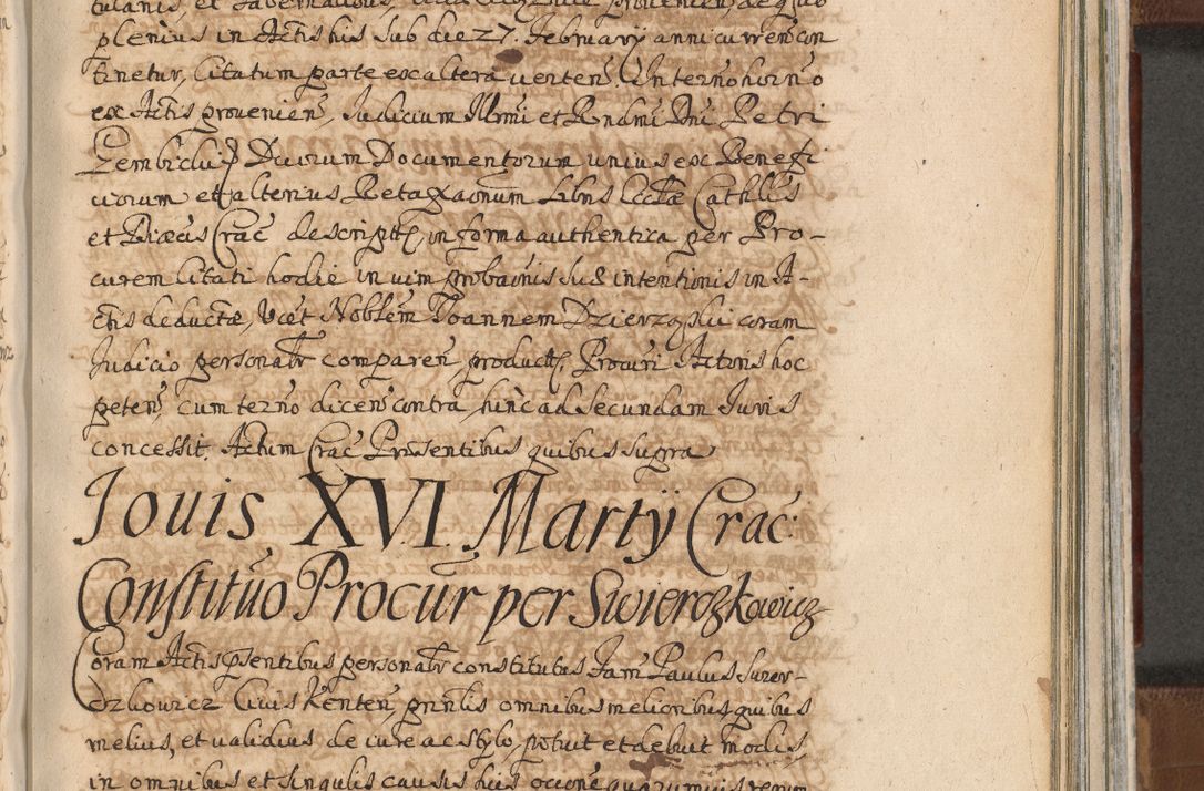 Zdjęcie nr 1108 dla obiektu archiwalnego: Acta actorum, decretorum, sententiarum, erectionum, confirmationum, institutionum, resignationum, constitutionum, provisionum, quietationum, submissionum, protestationum, substitutionum R. D. Petri Gembicki, episcopi Cracoviensis, ducis Severiae in a. D. 1650 et 1651 acticatorum. Volumen V