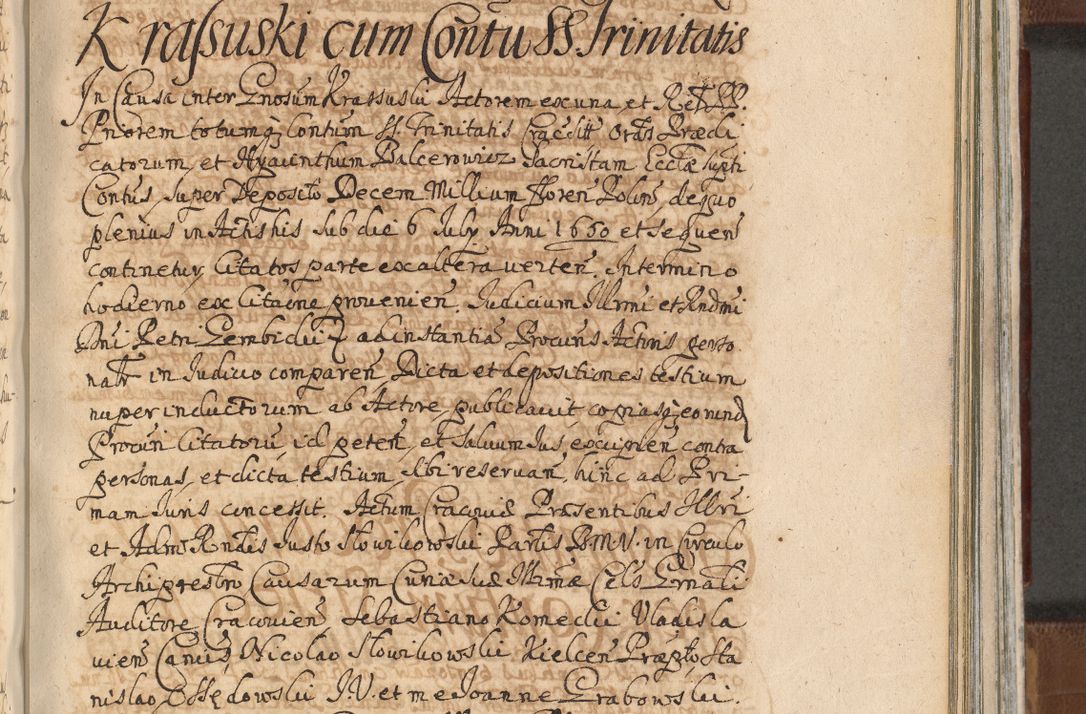 Zdjęcie nr 1104 dla obiektu archiwalnego: Acta actorum, decretorum, sententiarum, erectionum, confirmationum, institutionum, resignationum, constitutionum, provisionum, quietationum, submissionum, protestationum, substitutionum R. D. Petri Gembicki, episcopi Cracoviensis, ducis Severiae in a. D. 1650 et 1651 acticatorum. Volumen V