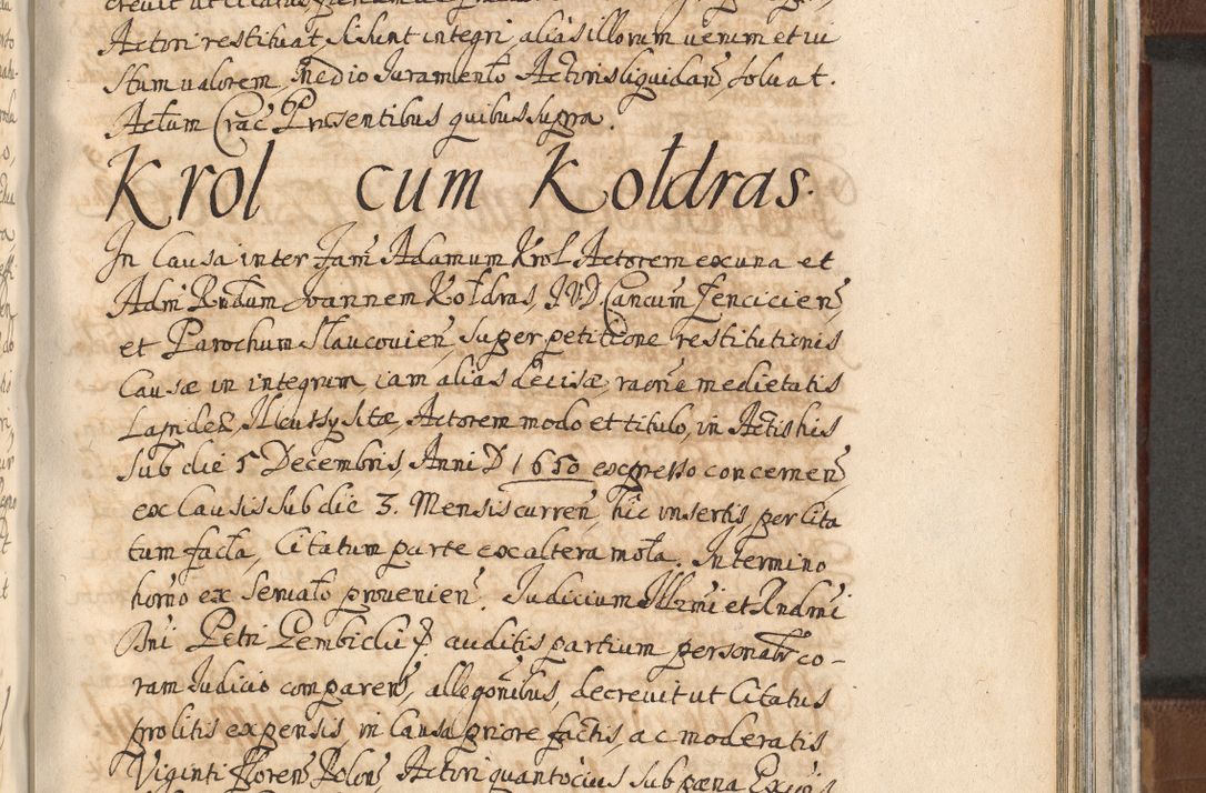 Zdjęcie nr 1096 dla obiektu archiwalnego: Acta actorum, decretorum, sententiarum, erectionum, confirmationum, institutionum, resignationum, constitutionum, provisionum, quietationum, submissionum, protestationum, substitutionum R. D. Petri Gembicki, episcopi Cracoviensis, ducis Severiae in a. D. 1650 et 1651 acticatorum. Volumen V
