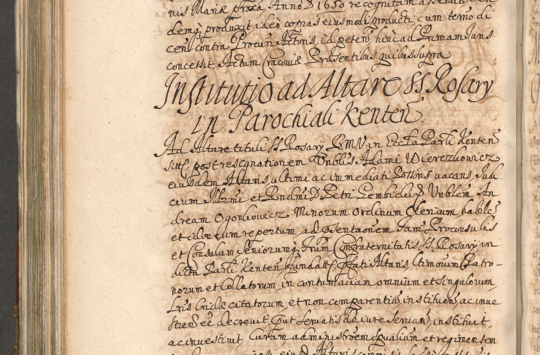 Zdjęcie nr 1087 dla obiektu archiwalnego: Acta actorum, decretorum, sententiarum, erectionum, confirmationum, institutionum, resignationum, constitutionum, provisionum, quietationum, submissionum, protestationum, substitutionum R. D. Petri Gembicki, episcopi Cracoviensis, ducis Severiae in a. D. 1650 et 1651 acticatorum. Volumen V