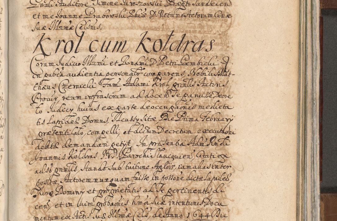 Zdjęcie nr 1070 dla obiektu archiwalnego: Acta actorum, decretorum, sententiarum, erectionum, confirmationum, institutionum, resignationum, constitutionum, provisionum, quietationum, submissionum, protestationum, substitutionum R. D. Petri Gembicki, episcopi Cracoviensis, ducis Severiae in a. D. 1650 et 1651 acticatorum. Volumen V