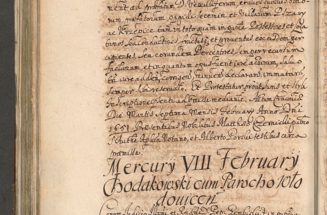 Zdjęcie nr 1039 dla obiektu archiwalnego: Acta actorum, decretorum, sententiarum, erectionum, confirmationum, institutionum, resignationum, constitutionum, provisionum, quietationum, submissionum, protestationum, substitutionum R. D. Petri Gembicki, episcopi Cracoviensis, ducis Severiae in a. D. 1650 et 1651 acticatorum. Volumen V