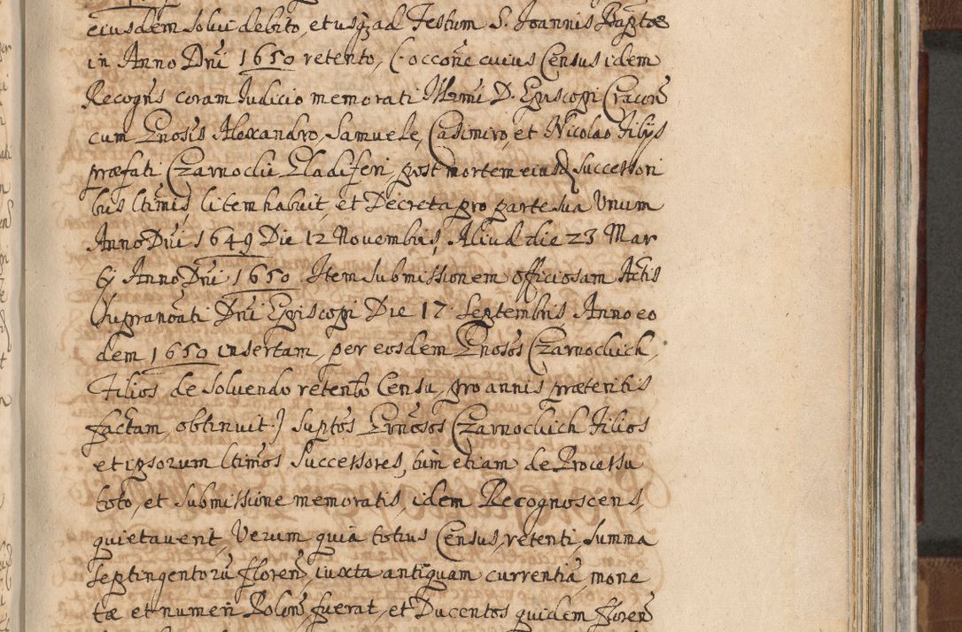 Zdjęcie nr 1038 dla obiektu archiwalnego: Acta actorum, decretorum, sententiarum, erectionum, confirmationum, institutionum, resignationum, constitutionum, provisionum, quietationum, submissionum, protestationum, substitutionum R. D. Petri Gembicki, episcopi Cracoviensis, ducis Severiae in a. D. 1650 et 1651 acticatorum. Volumen V
