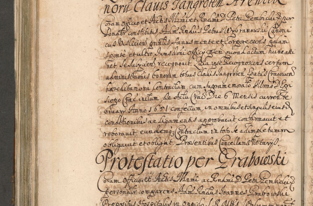 Zdjęcie nr 1035 dla obiektu archiwalnego: Acta actorum, decretorum, sententiarum, erectionum, confirmationum, institutionum, resignationum, constitutionum, provisionum, quietationum, submissionum, protestationum, substitutionum R. D. Petri Gembicki, episcopi Cracoviensis, ducis Severiae in a. D. 1650 et 1651 acticatorum. Volumen V